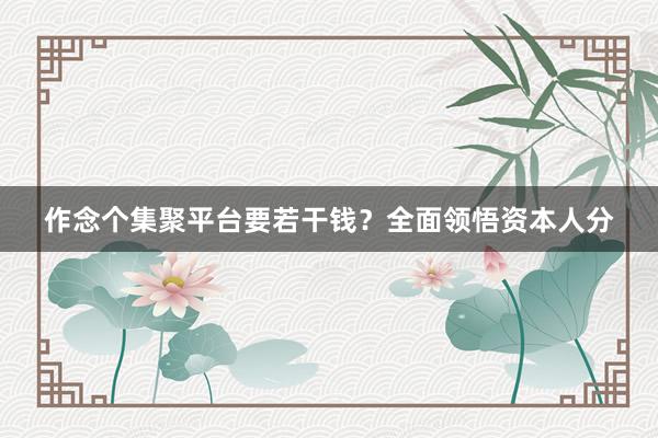 作念个集聚平台要若干钱？全面领悟资本人分
